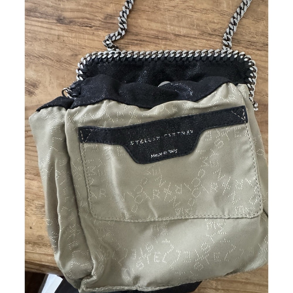 Stella McCartney Falabella Fold Over Crossbody Bag Black Silver Metallic Italian - Picture 10 of 15